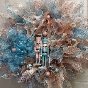 Nutcracker Christmas Holiday Wreath Deco Mesh
